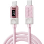ESSAGER Crystal Clear opletený nabíjací a dátový kábel - USB-C na Lightning - 2 m - ružový
