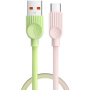 ESSAGER ES-X73 opletaný nabíjací a dátový kábel - USB-A na USB-C - 25 cm - zeleno-ružový