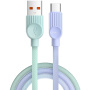 ESSAGER ES-X73 opletaný nabíjací a dátový kábel - USB-A na USB-C - 1 m - mentolovofialový