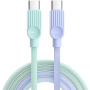 ESSAGER ES-X73 opletaný nabíjací a dátový kábel - USB-C na USB-C - 2 m - mentolovofialový