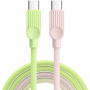 ESSAGER ES-X73 opletaný nabíjací a dátový kábel - USB-C na USB-C - 2 m - zeleno-ružový