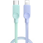 ESSAGER ES-X73 opletený nabíjací a dátový kábel - USB-C na Lightning - 25 cm - mentolovofialový