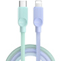 ESSAGER ES-X73 opletený nabíjací a dátový kábel - USB-C na Lightning - 1 m - mentolovofialový