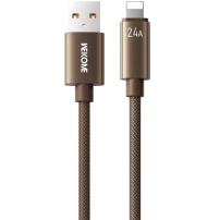 WEKOME WDC-63i opletený nabíjací a dátový kábel - USB-A na Lightning - 1,2 m - hnedý