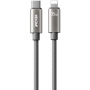 WEKOME WDC-65 opletaný nabíjací a dátový kábel - USB-C na Lightning - 1,2 m - sivý