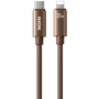 WEKOME WDC-65 opletený nabíjací a dátový kábel - USB-C na Lightning - 1,2 m - hnedý