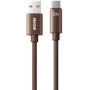 WEKOME WDC-63a opletaný nabíjací a dátový kábel - USB-A na USB-C - 1,2 m - hnedý