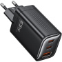 Toocki TCT65 rýchlonabíjací adaptér s portmi 2x USB-C / USB-A - 65W - čierny