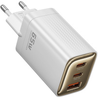 Toocki TCT65 rýchlonabíjací adaptér s portmi 2x USB-C / USB-A - 65W - biely