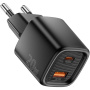 ESSAGER ES-CD54 mini rýchlonabíjací adaptér s portmi USB-C / USB-A - 20W - čierny