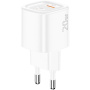 ESSAGER ES-CD54 mini rýchlonabíjací adaptér s portmi USB-C / USB-A - 20W - biely