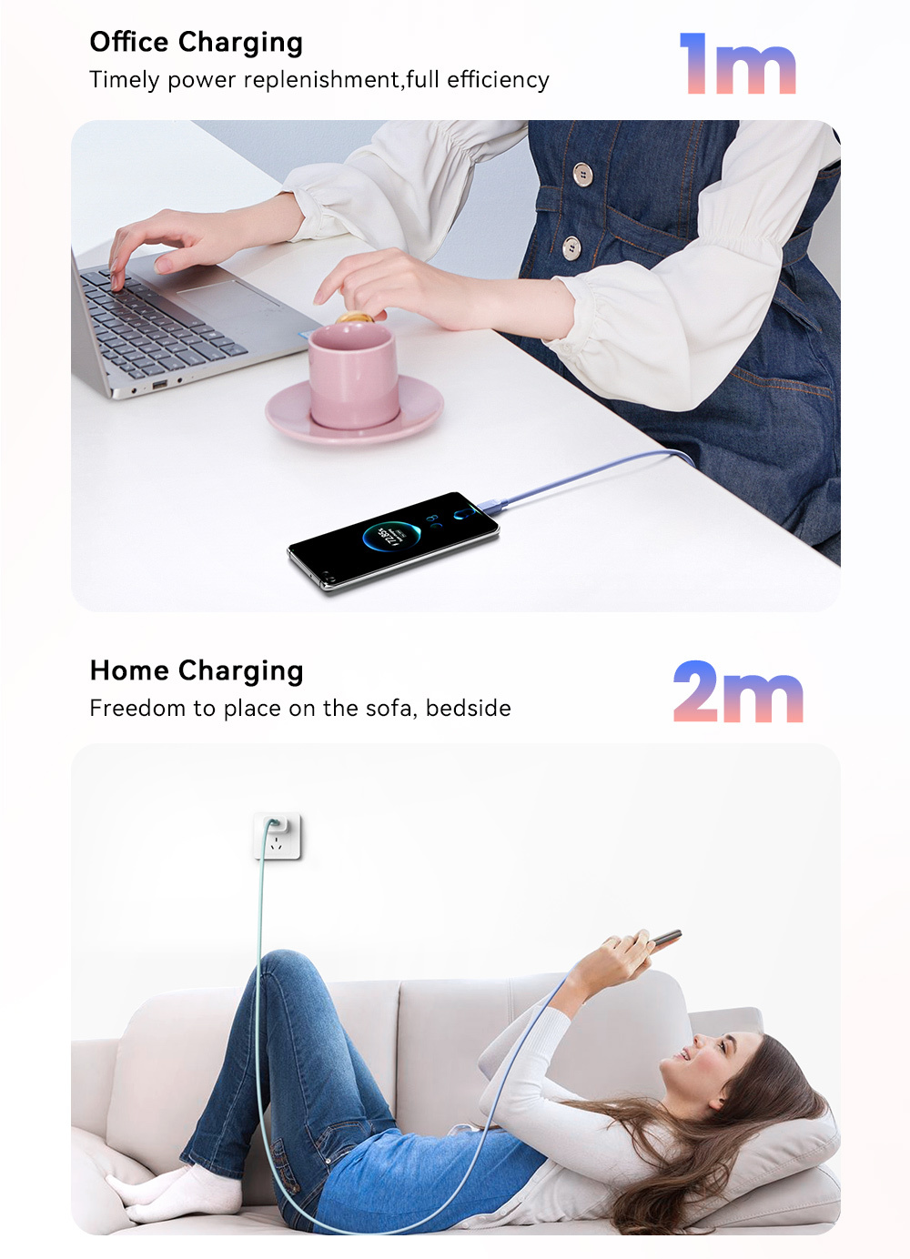 ESSAGER ES-X73 opletaný nabíjací a dátový kábel - USB-A na USB-C - 25 cm - zeleno-ružový