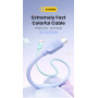 ESSAGER ES-X73 opletaný nabíjací a dátový kábel - USB-A na USB-C - 25 cm - mentolovofialový