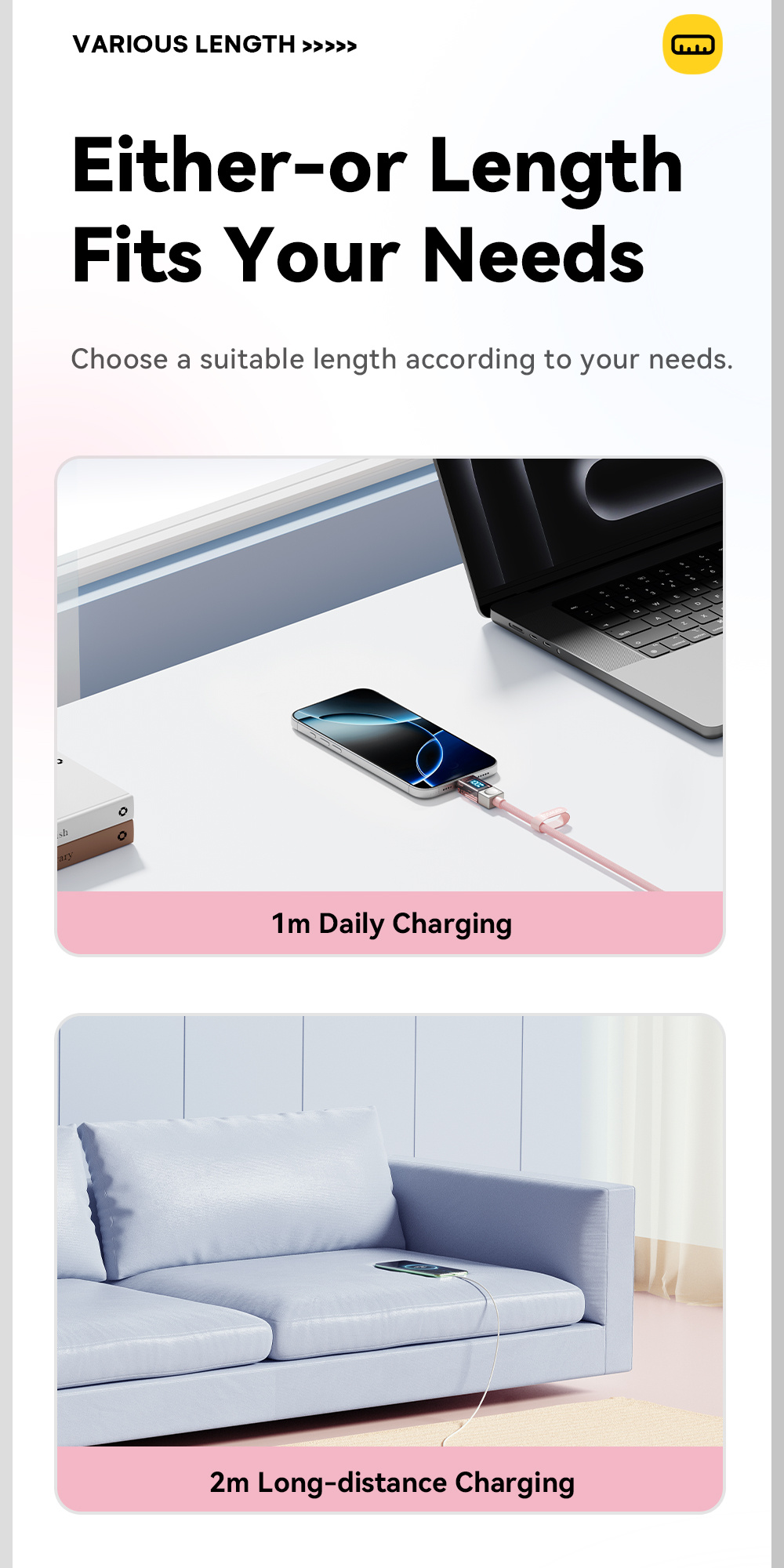 ESSAGER Crystal Clear opletený nabíjací a dátový kábel - USB-C na Lightning - 1 m - ružový