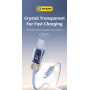 ESSAGER Crystal Clear opletený nabíjací a dátový kábel - USB-C na Lightning - 1 m - modrofialový