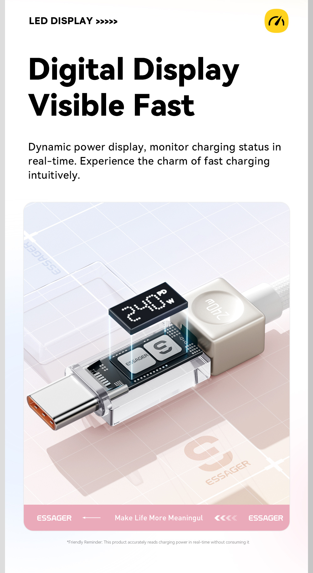 ESSAGER Crystal Clear opletený nabíjecí a datový kabel - USB-C na USB-C - 2 m - bílý