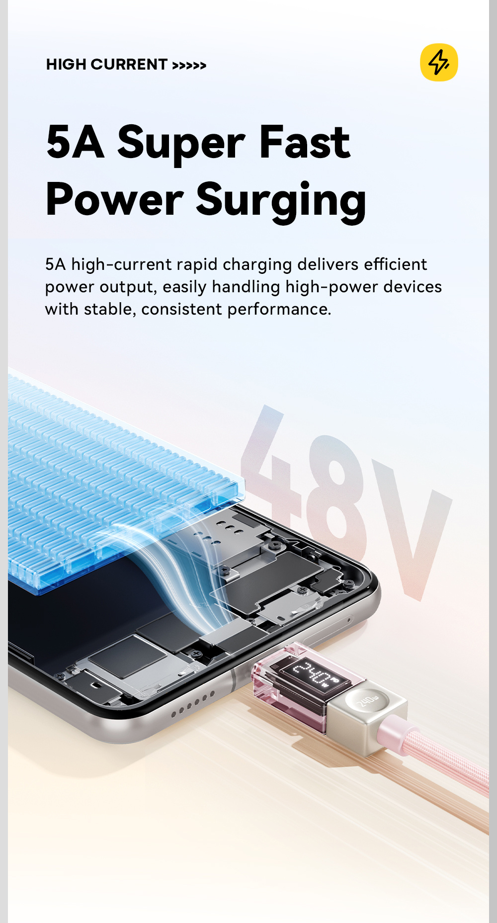 ESSAGER Crystal Clear opletený nabíjací a dátový kábel - USB-C na USB-C - 1 m - biely