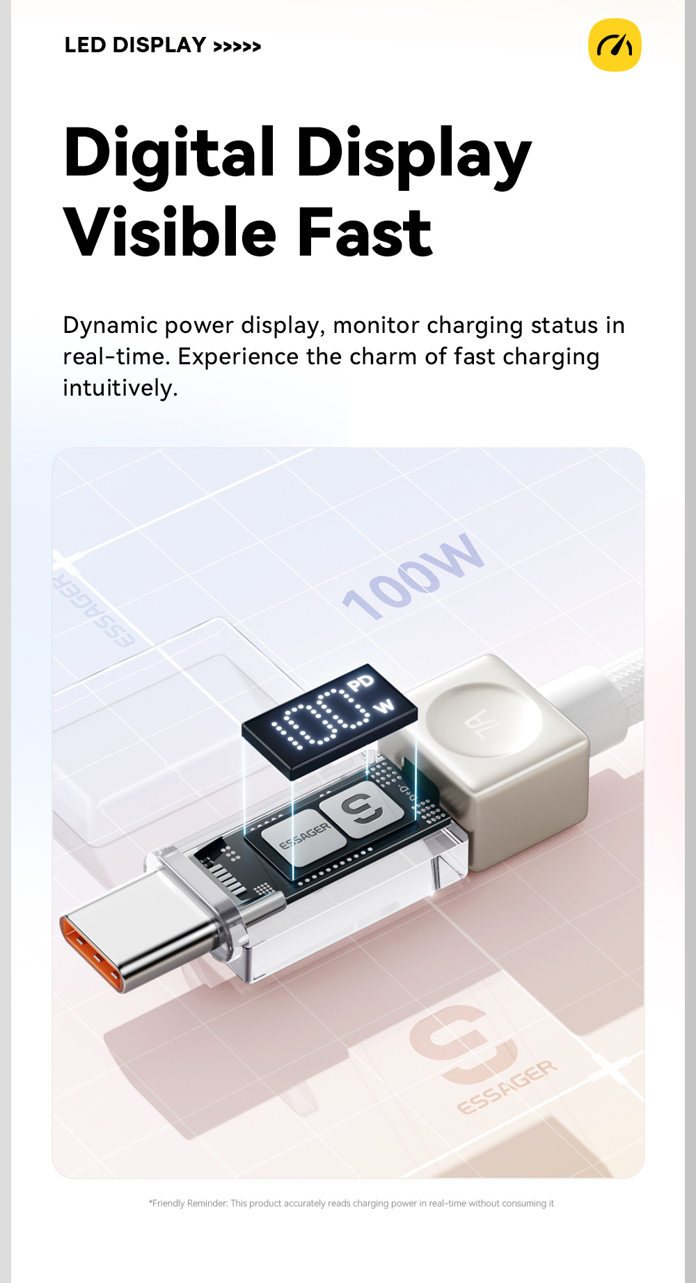 ESSAGER Crystal Clear pletený nabíjací a dátový kábel - USB-A na USB-C - 2 m - hnedý