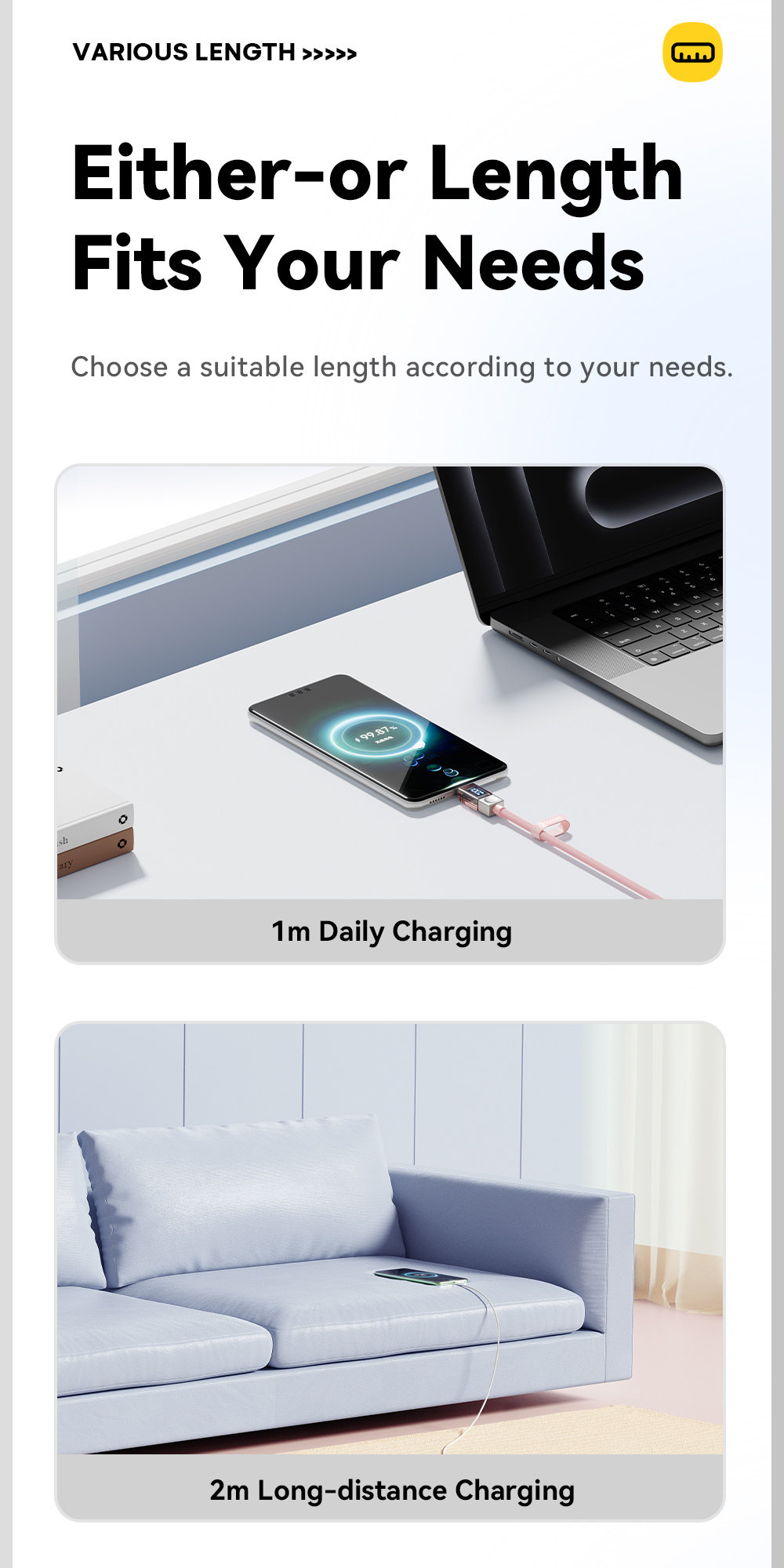 ESSAGER Crystal Clear opletený nabíjací a dátový kábel - USB-A na USB-C - 1 m - modrofialový