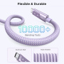 UGREEN Uno opletaný nabíjací a dátový kábel - USB-C na USB-C - 2 m - fialový