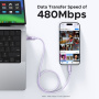 UGREEN Uno opletaný nabíjací a dátový kábel - USB-C na USB-C - 2 m - fialový