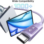 UGREEN Uno opletaný nabíjací a dátový kábel - USB-C na USB-C - 2 m - fialový