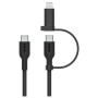 BELKIN Boost Charge Pro 2v1 opletený nabíjací a dátový kábel - USB-C na USB-C / Lightning - 1,5 m - čierny