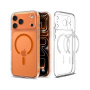 Spigen Ultra Hybrid transparentný kryt s oranžovým MagSafe pre iPhone 17 Pro Max - číry