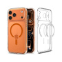 Spigen Ultra Hybrid transparentný kryt s oranžovým MagSafe pre iPhone 17 Pro - číry