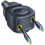 Baseus PrimeTrip VR2 Max súprava autonabíjačky s portmi USB-C / USB-A a výsuvných káblov USB-C - 163W - 0,8 m - čierna