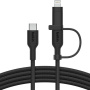 BELKIN Boost Charge Pro 2v1 opletený nabíjací a dátový kábel - USB-C na USB-C / Lightning - 1,5 m - čierny