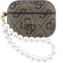 Guess 4G Classic Logo Pearl Strap obal pre AirPods Pro 3 - hnedý