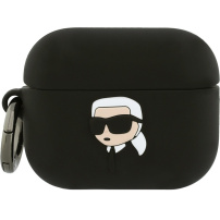 Karl Lagerfeld 3D Logo NFT Karl Head silikónový obal pre AirPods Pro 3 - čierny