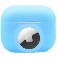 2v1 silikónový ochranný obal pre AirPods Pro 2 (2022) / AirTag 1 / 2 - svietiaci v tme modrý