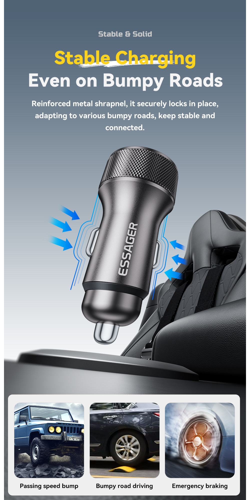 ESSAGER ES-CC21 autonabíjačka s portmi USB-C / USB-A - 45W - čierna