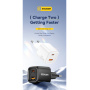 ESSAGER ES-CD54 mini rýchlonabíjací adaptér s portmi USB-C / USB-A - 20W - biely