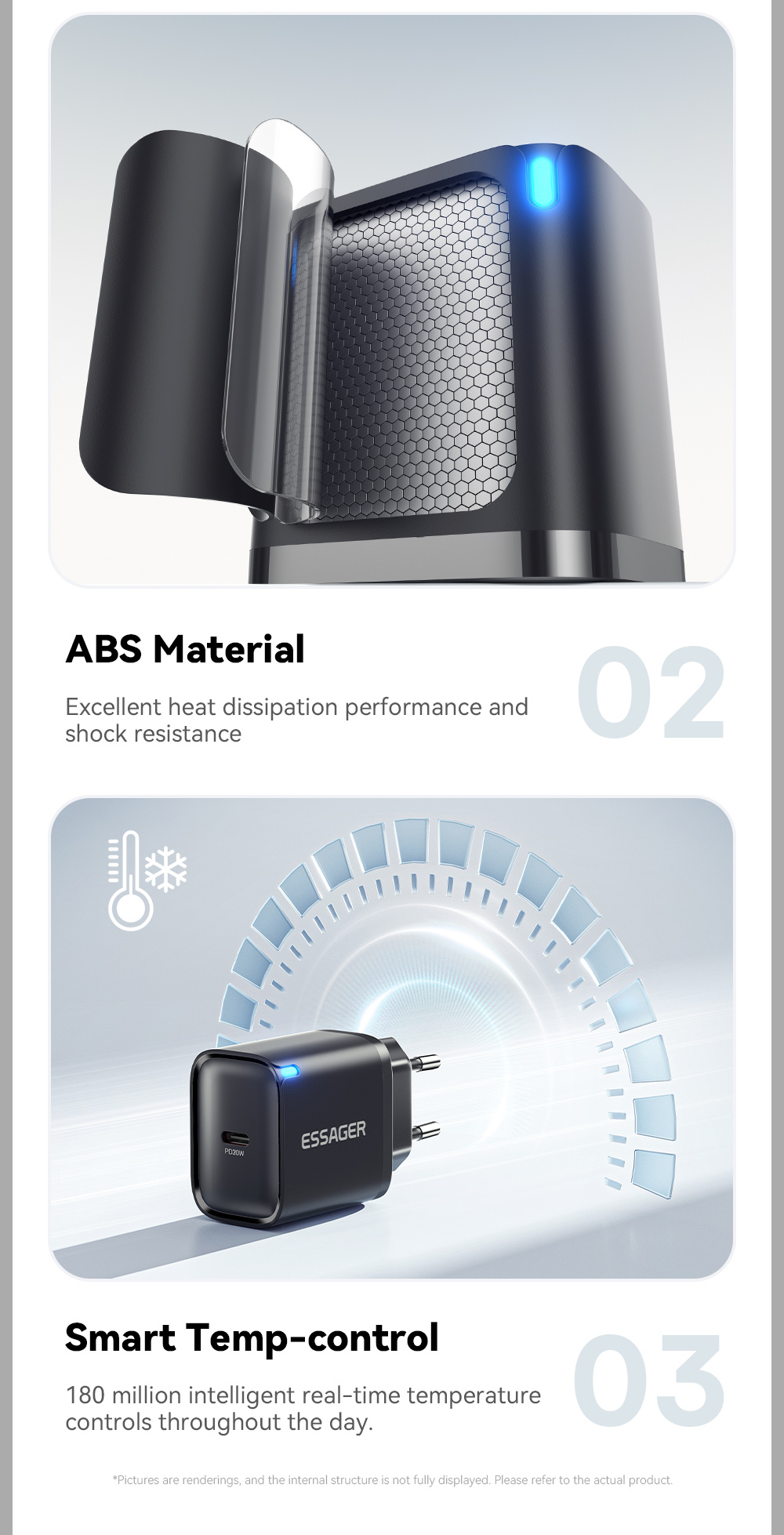 ESSAGER ES-CD53 rýchlonabíjací adaptér s portom USB-C - 20W - biely