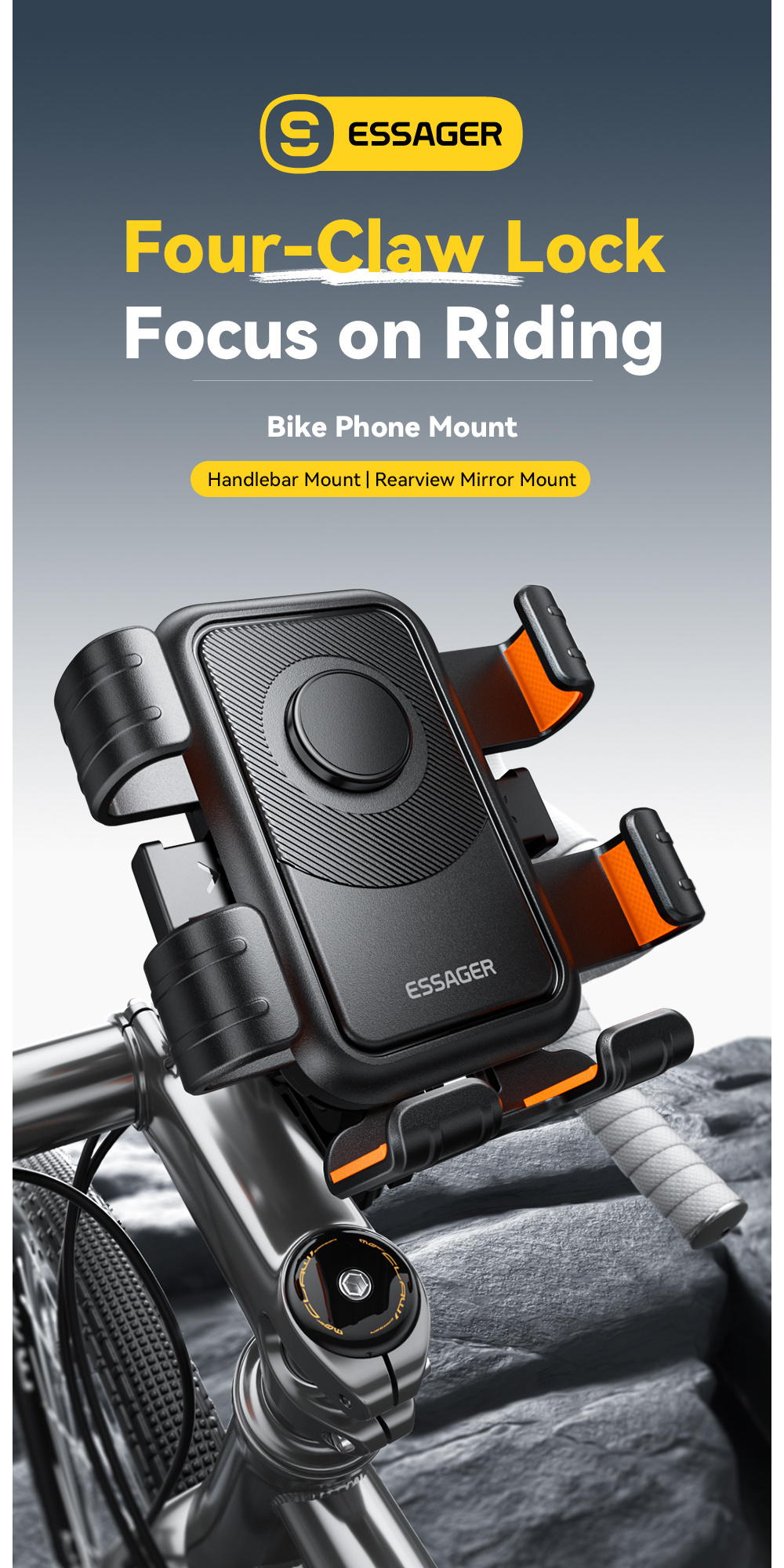 ESSAGER ES-ZJ33 držiak na bicykel a motorku na spätné zrkadlo pre iPhone - čierny