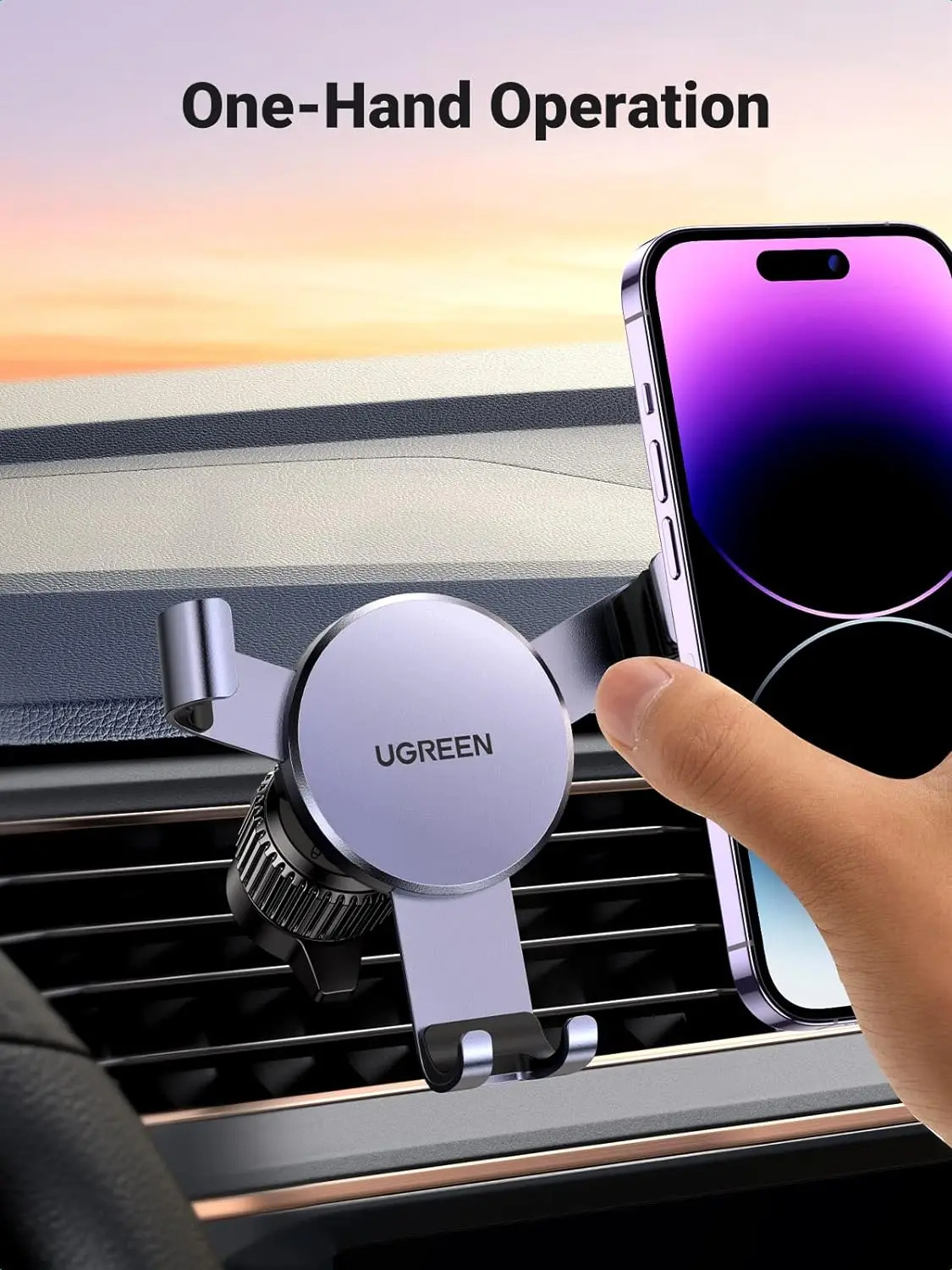 UGREEN držiak do auta do ventilačnej mriežky pre iPhone - tmavosivý