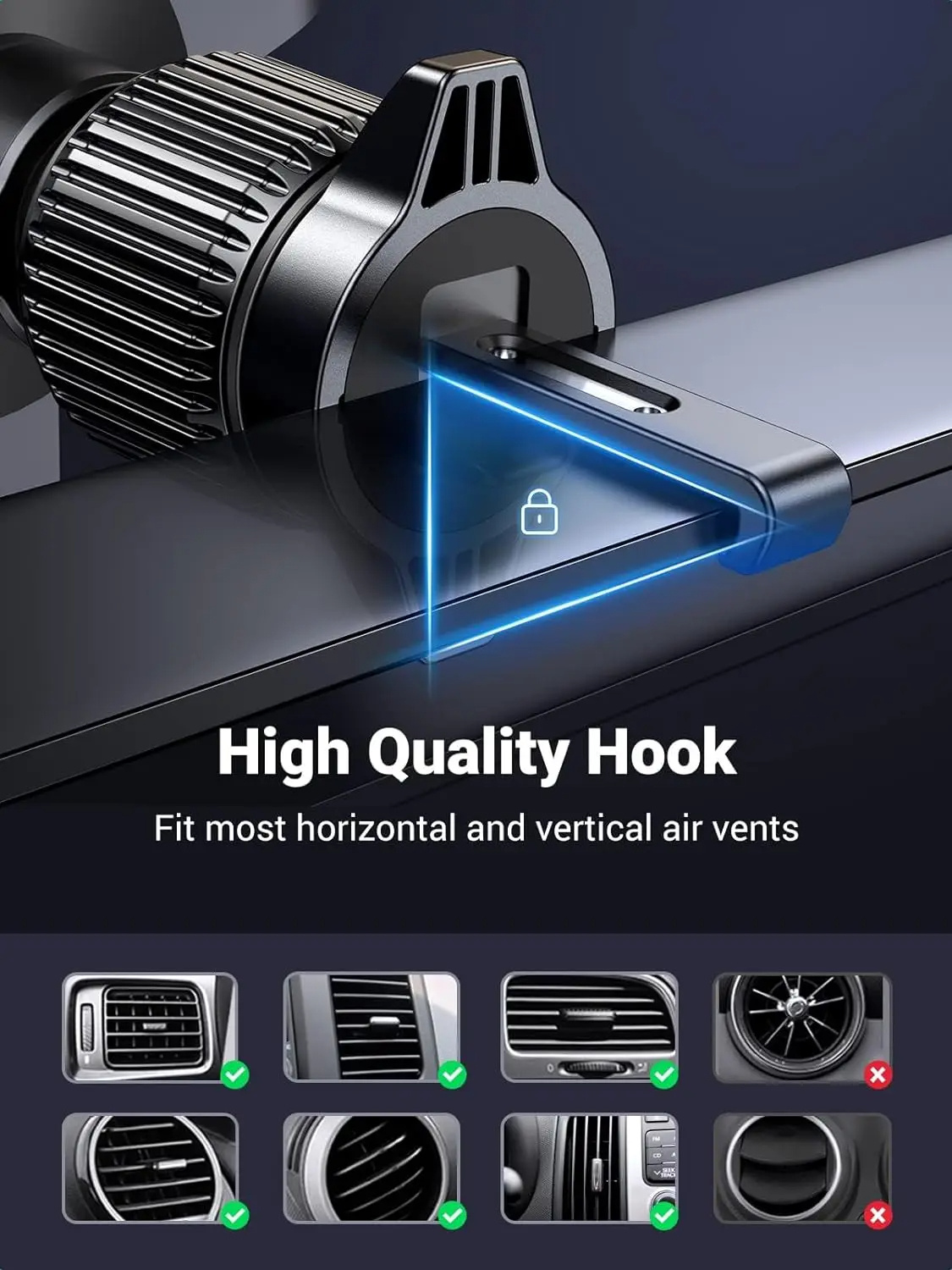 UGREEN držiak do auta do ventilačnej mriežky pre iPhone - tmavosivý