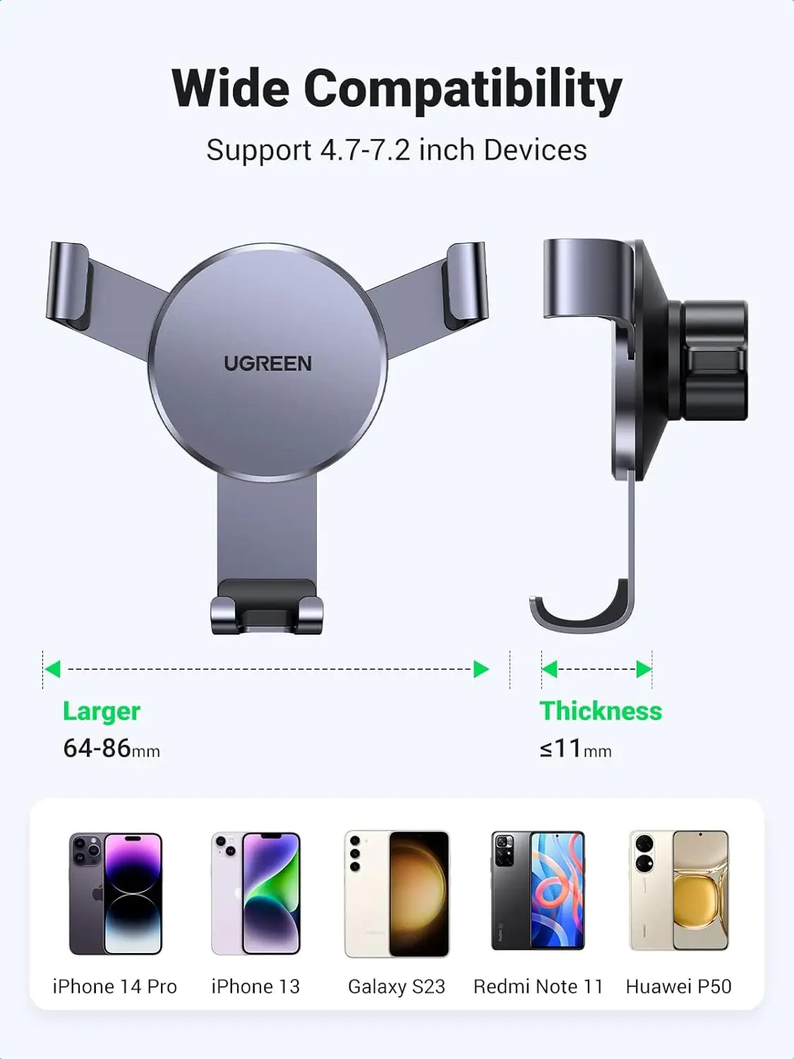UGREEN držiak do auta do ventilačnej mriežky pre iPhone - tmavosivý