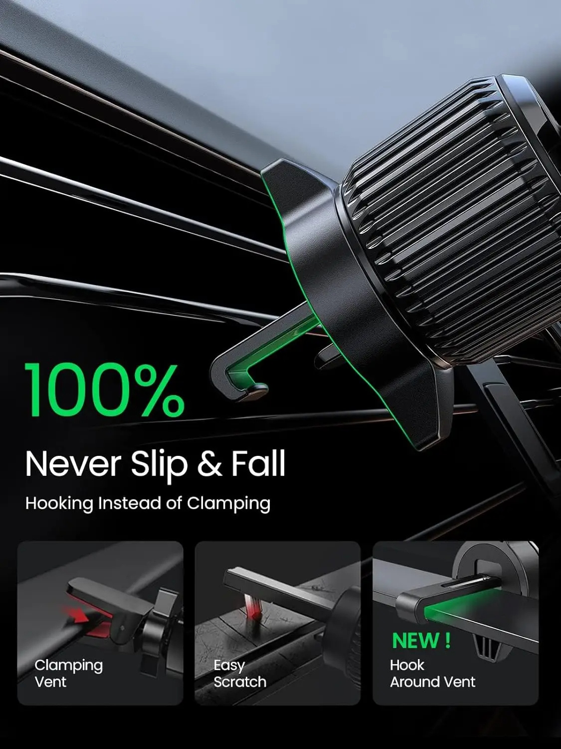 UGREEN držiak do auta do ventilačnej mriežky pre iPhone - tmavosivý