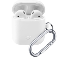 Cellularline Bounce ochranný obal s karabínou pre AirPods 1 / 2 - biely