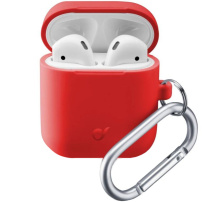 Cellularline Bounce ochranný obal s karabínou pre AirPods 1 / 2 - červený