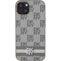 DKNY Checkered Pattern and Stripe kryt pre iPhone 13 - béžový