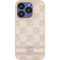 DKNY Checkered Pattern and Stripe kryt na iPhone 15 Pro Max - ružový
