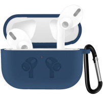 Silikónový obal s karabínou pre AirPods Pro - tmavomodrý