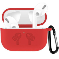 Silikónový obal s karabínou pre AirPods Pro - červený