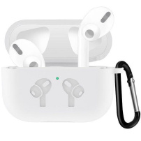 Silikónový obal s karabínou pre AirPods Pro - biely