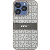 DKNY Repeat Pattern Tonal Stripe kryt na iPhone 15 Pro - béžový